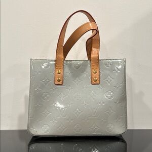 Louis Vuitton Gray and Tan Tote with Monogram Embossed Leather